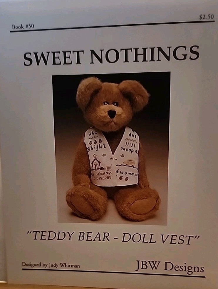 Sweet Nothings Teddy Bear Dolly Vest Cross Stitch Chart Design