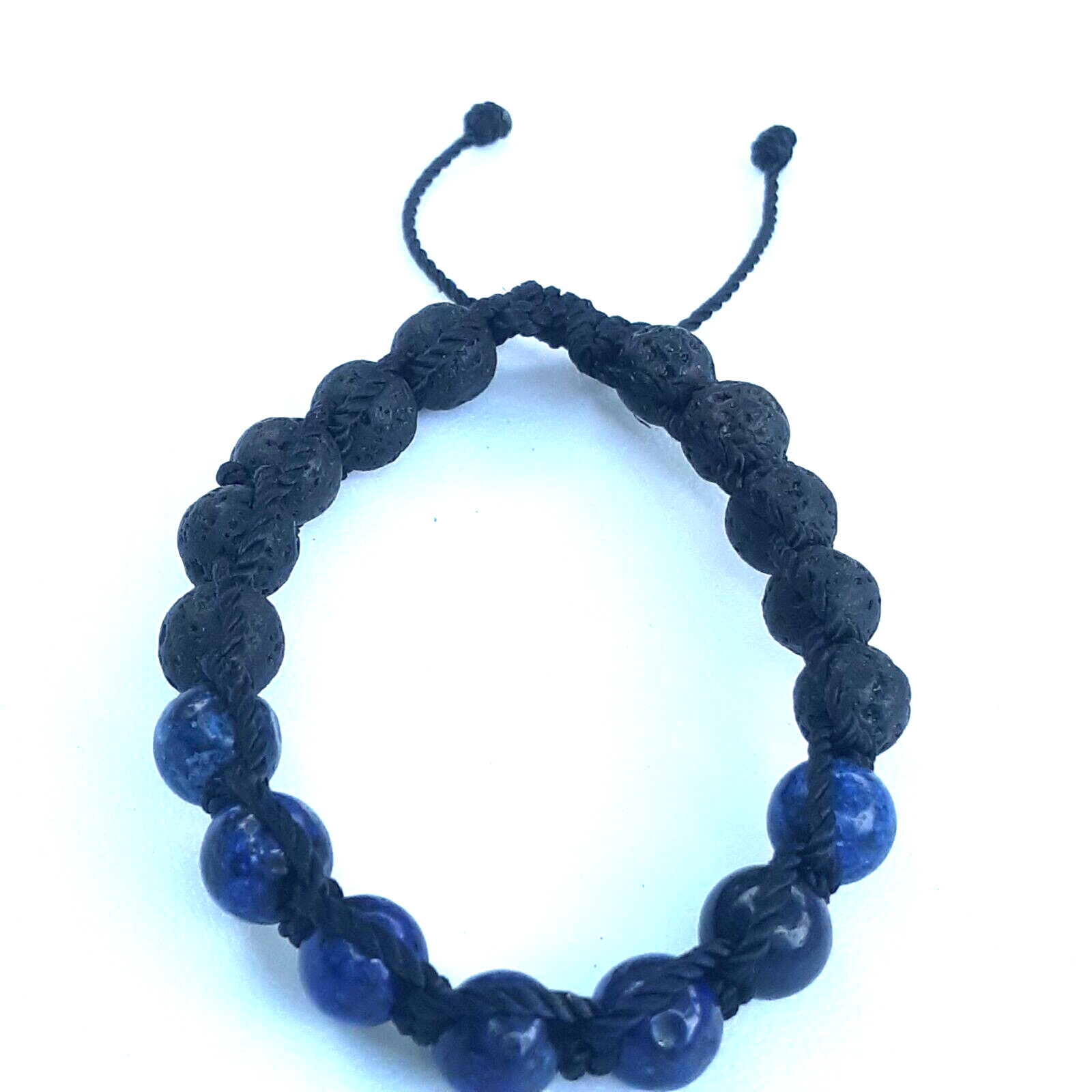 Protection Bracelets Lapiz Lazuli with Lava in Black string