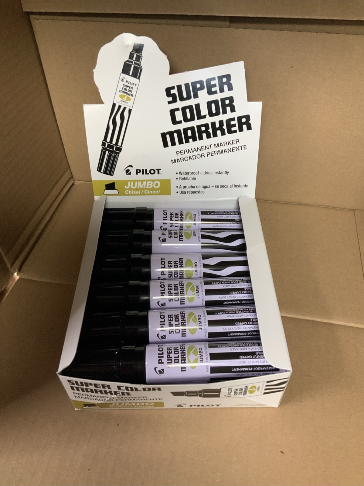 Pilot Jumbo Permanent Marker Refillable Chisel Point Black 43100 (12EA)