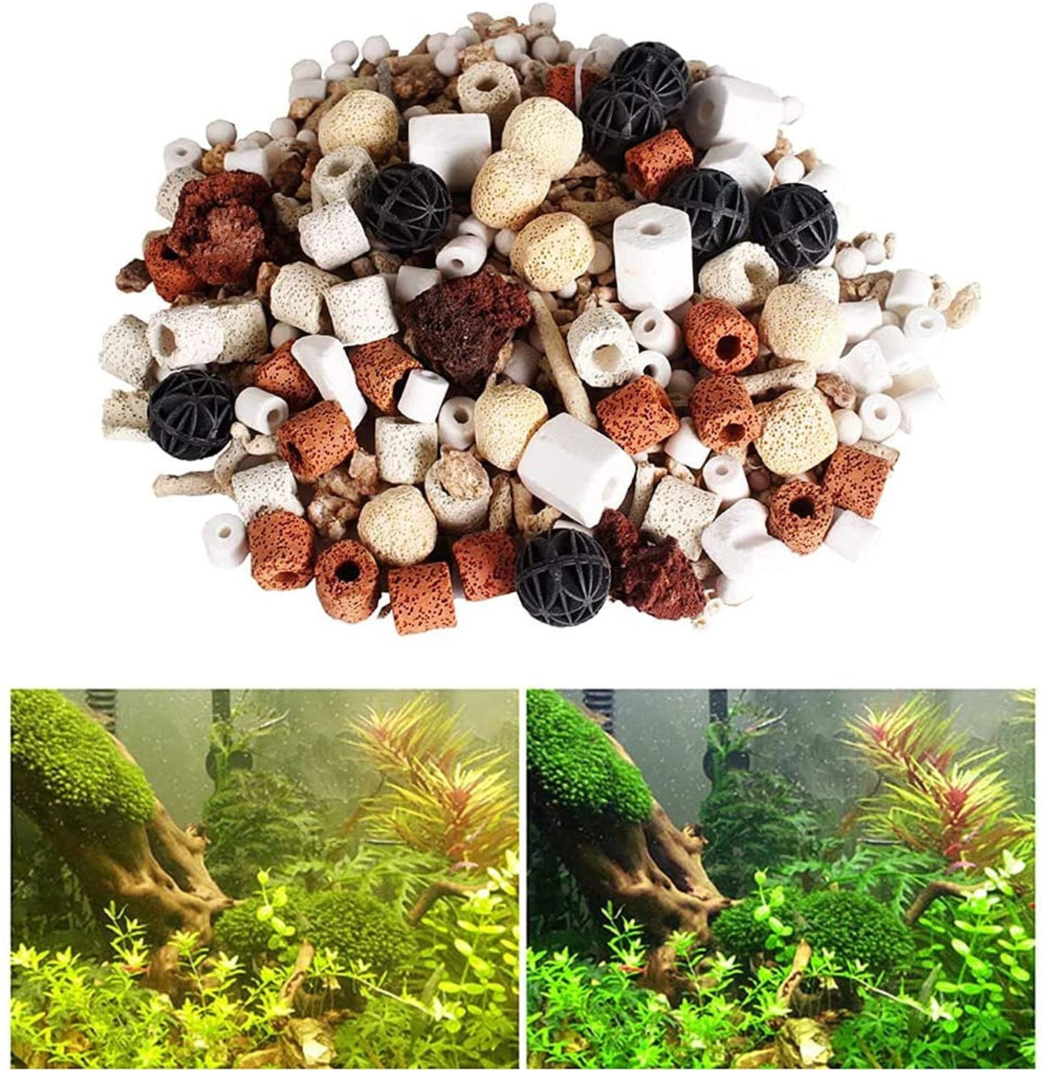 Aquarium Filter Mixed Ceramic Balls Media, Fish Tank Water Filtration Pond Fi...