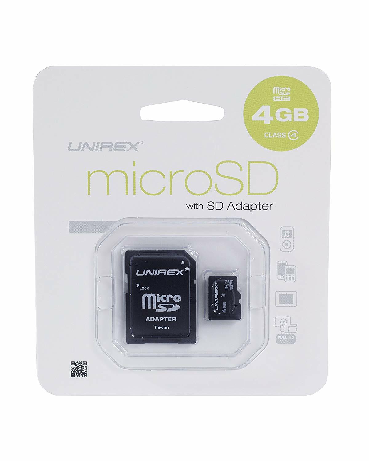 Unirex MSD-042 4GB Micro SD Card with SD Adapter