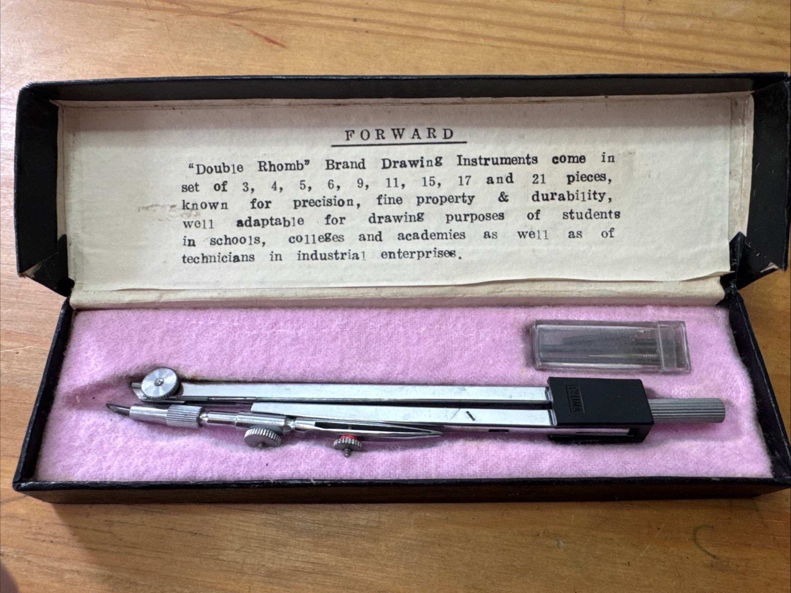 Double Rhomb Drafting Set 201 - Vintage China - Compass Technical Drawing - BX83