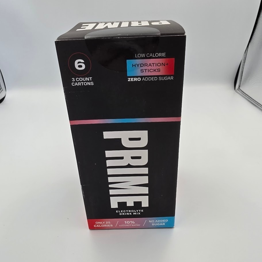 PRIME Hydration Sticks Electrolyte Drink Mix Low Calorie Zero Sugar 18 in box