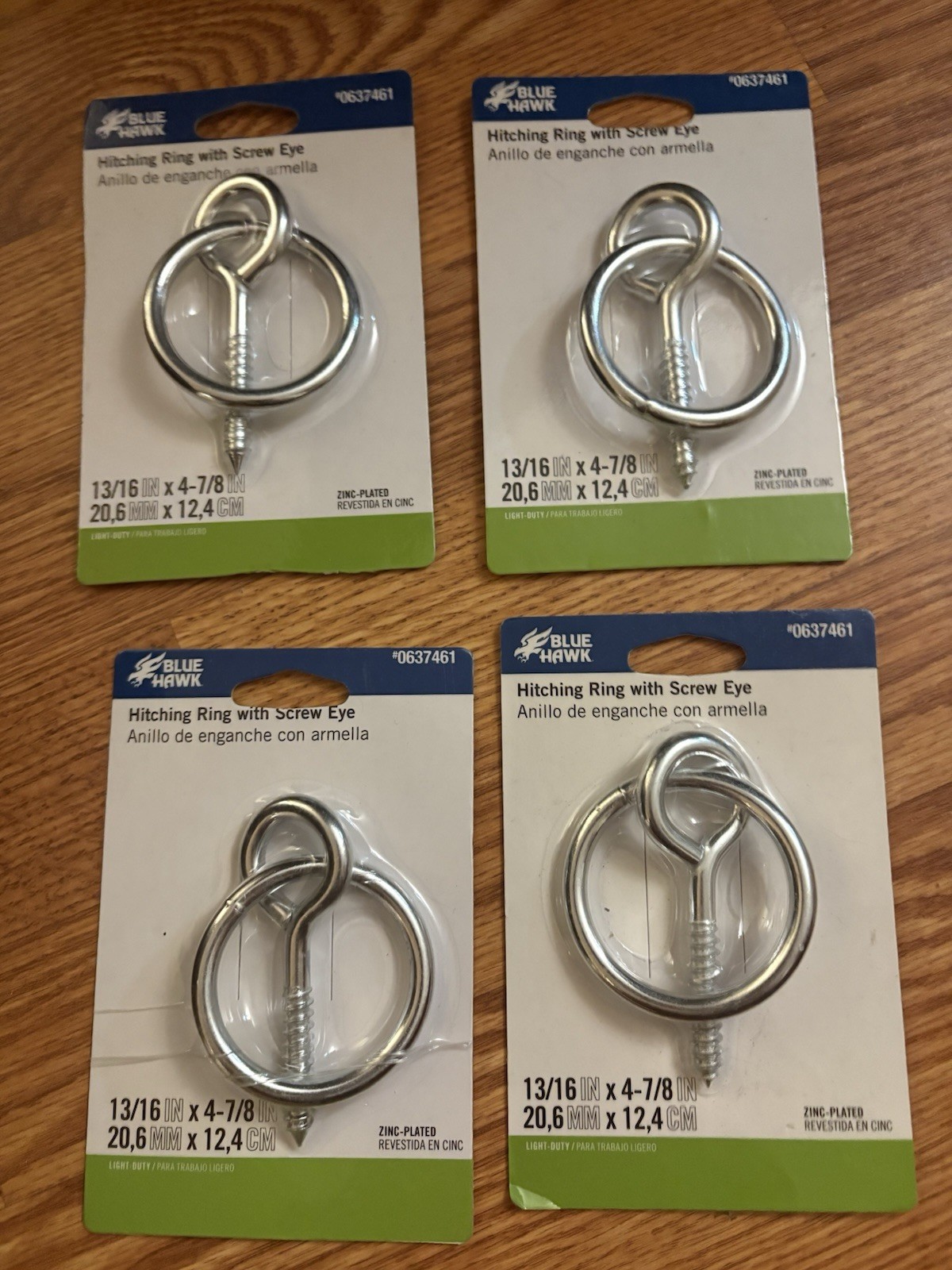 4-Pack 13/16 Hitching Rings w/ Screw Eye–Gate, Fence-Livestock Tie-Off|Blue Hawk