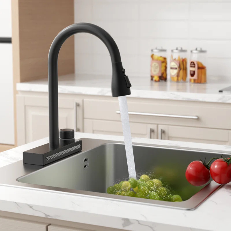 Rainsworth Black 3-Function Pull-Down Rain Kitchen Faucet DM11.07026