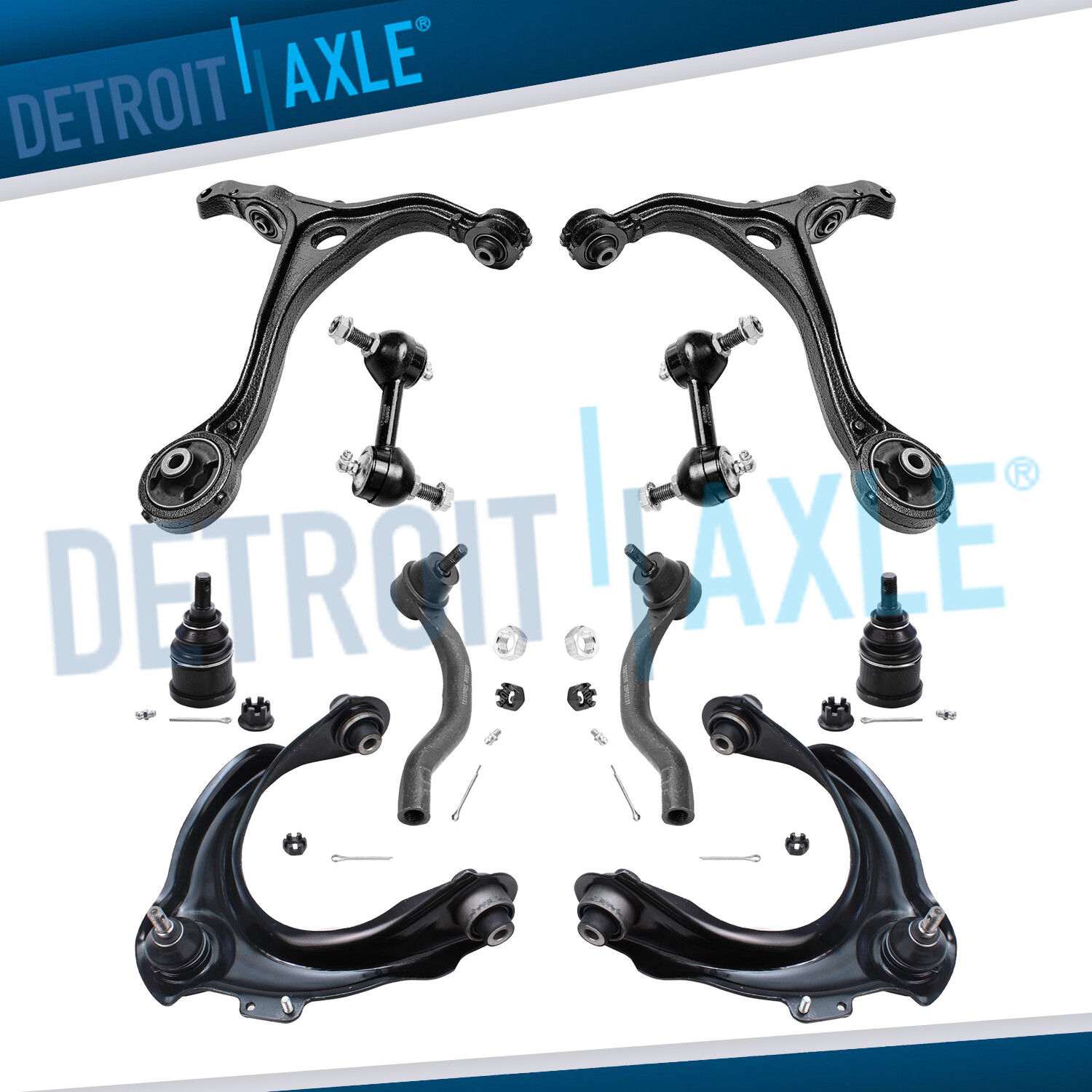 Front Upper Lower Control Arms Sway Bars Tie Rods for Acura TSX Honda Accord