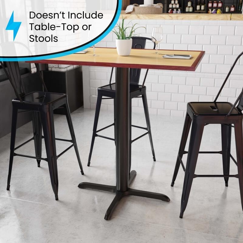 33'' x 33'' Restaurant Table X-Base with 4'' Dia. Bar Height Column