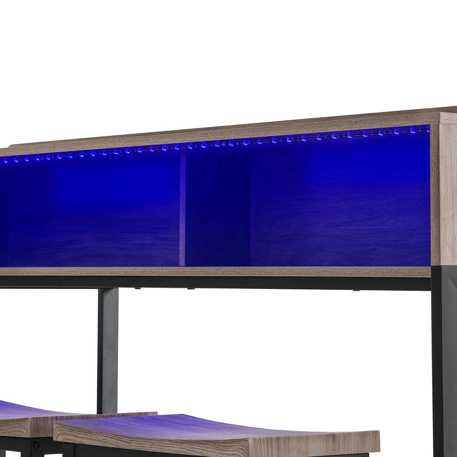 4 Piece Bar Table Set Bar Table with 3 Bar Stool & LED light & USB Port