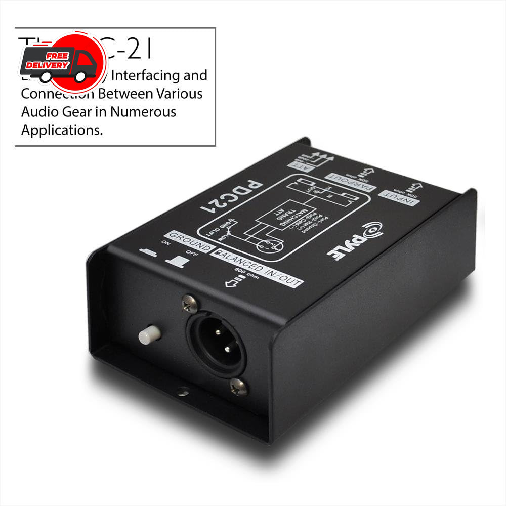 Pyle PDC21 Premium Direct Injection Audio Box, 1/4" Connector, Black