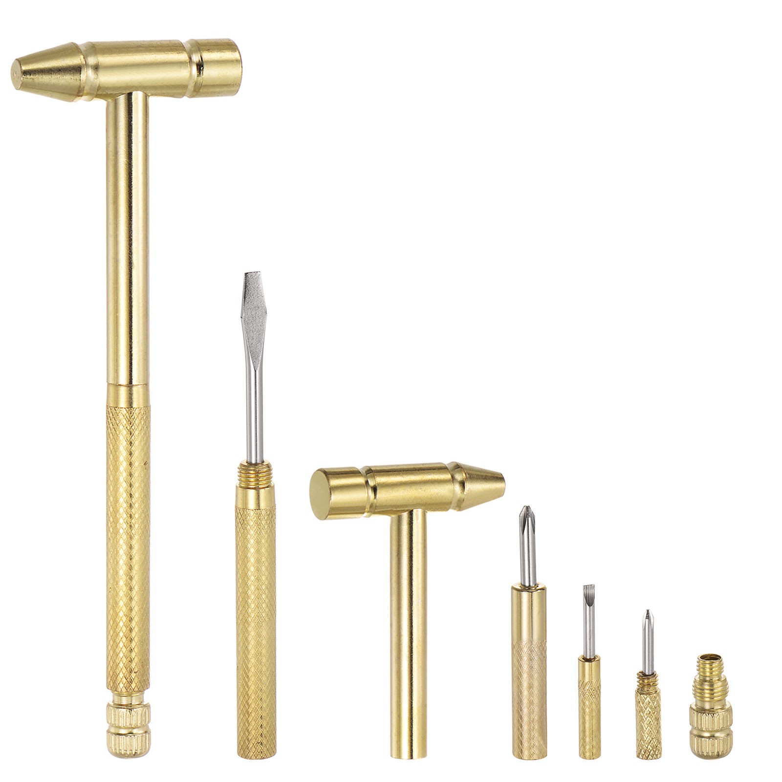 2Set 6 in 1 Mini Multifunction Copper Hammer with Slotted Phillips Screwdriver
