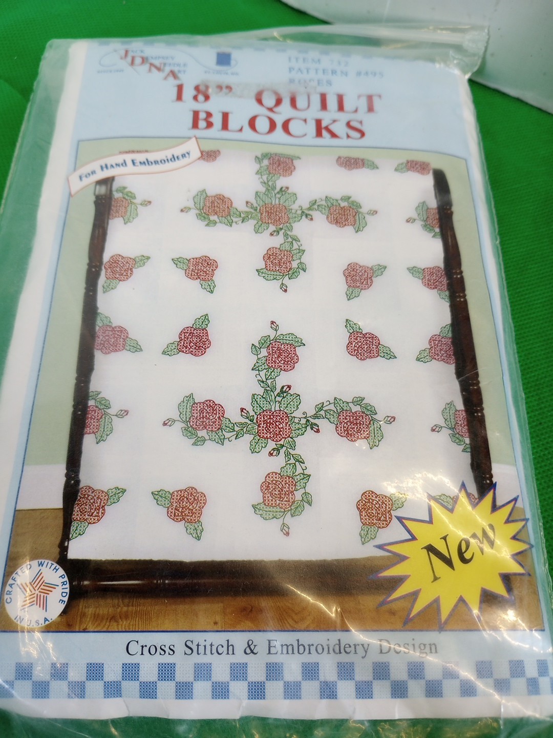 Jack Dempsey Stamped White 18" Quilt Blocks  #495 Roses