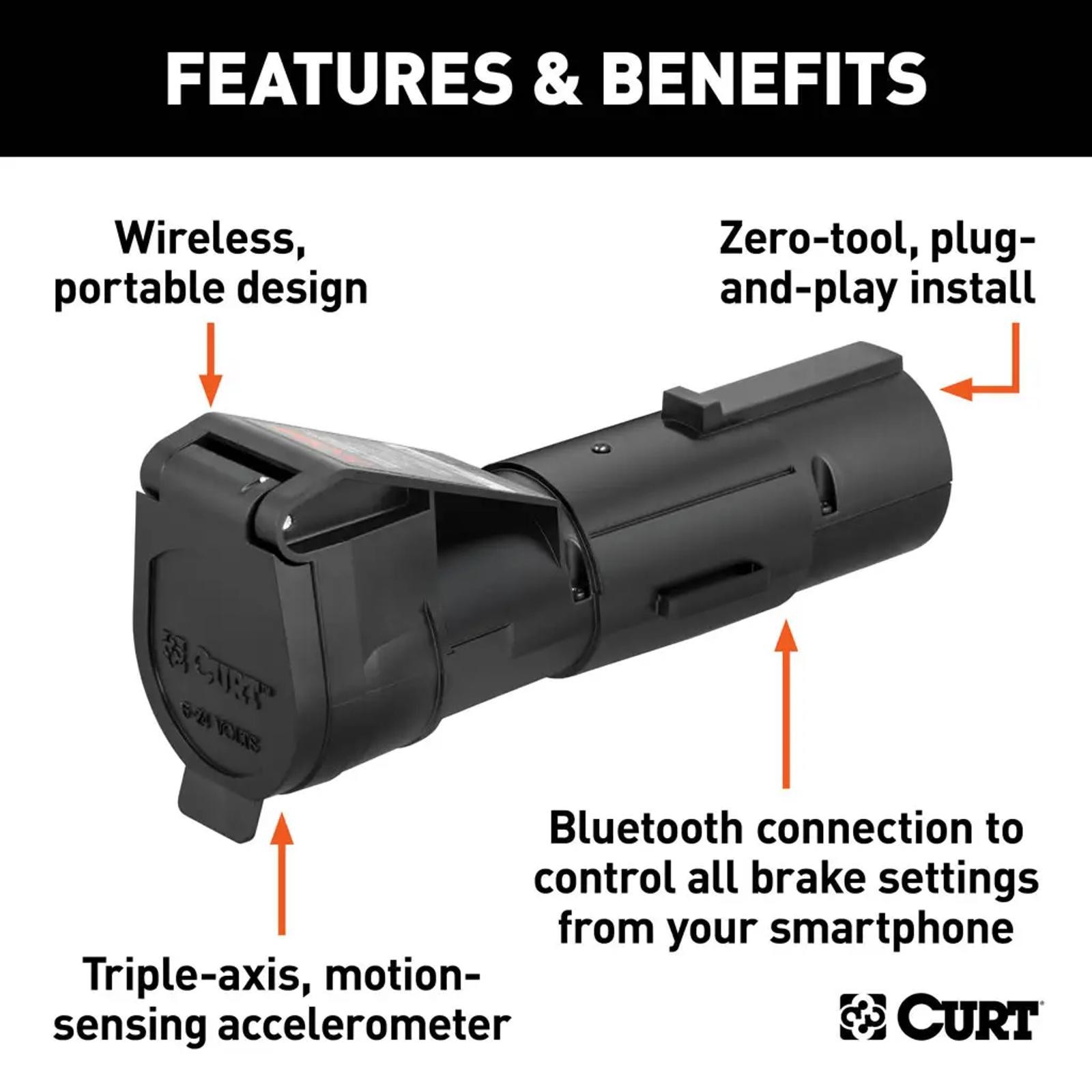 Curt Echo Rear Electric Trailer Brake Bluetooth Controller w/ Override Button