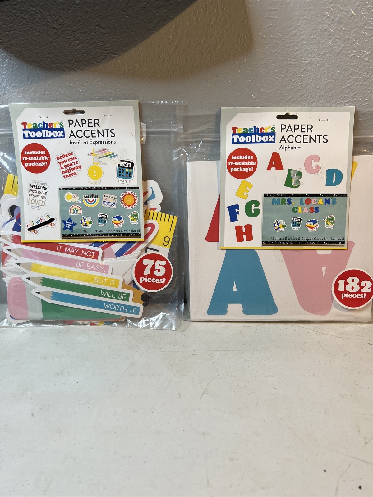 NEW SEALED TEACHERS TOOLBOX PAPER ACCENTS ALPHABET & INSPIRED EXPRESSIONS 2 Pkgs