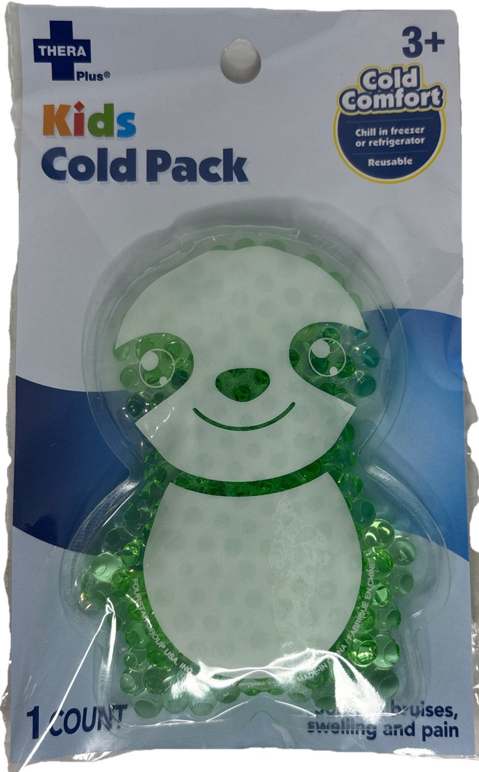 Kids Cold Pack Cold Comfort Ice Bag—4.5”x3” In—New Green Panda—SHIPS IN 24 HOURS