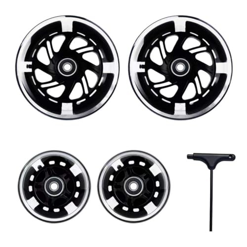 Light Up Scooter Wheels 120mm Front 80mm Rear, 85A PU with 608RS Bearings Black