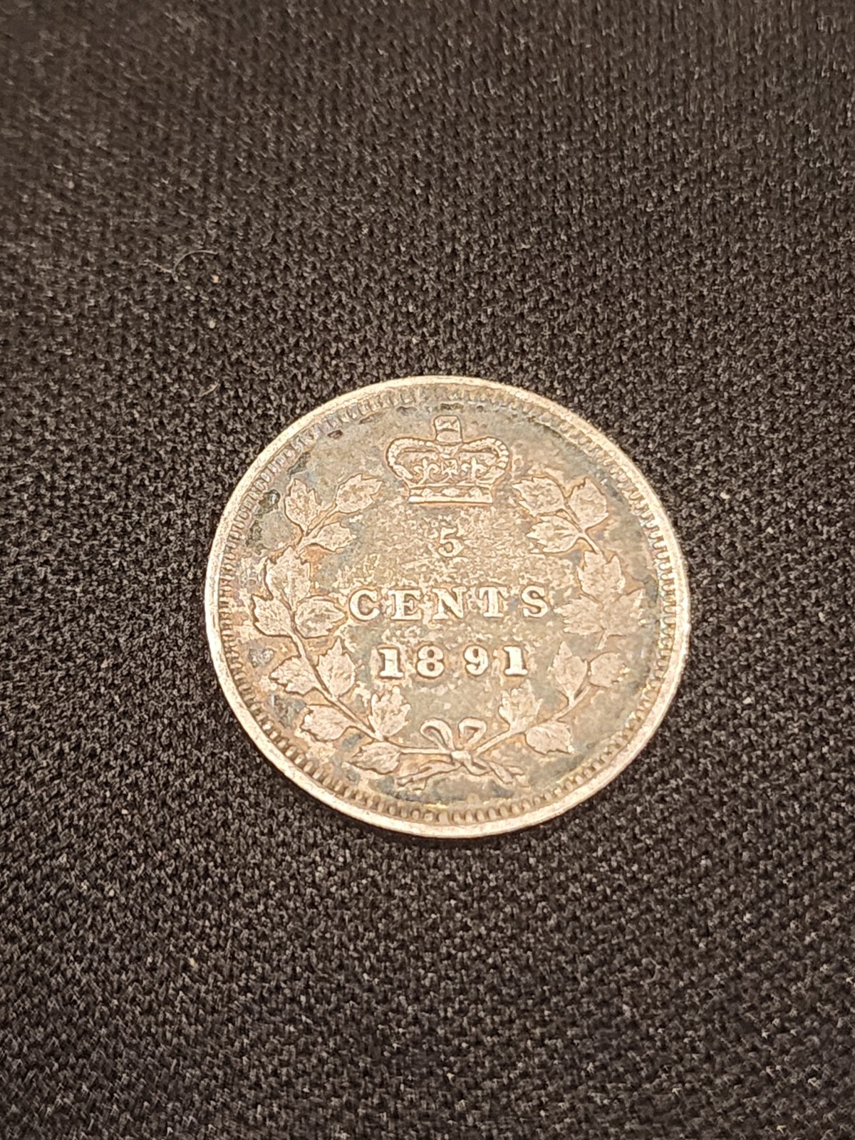 1891 Canada 5 Cents Silver Coin