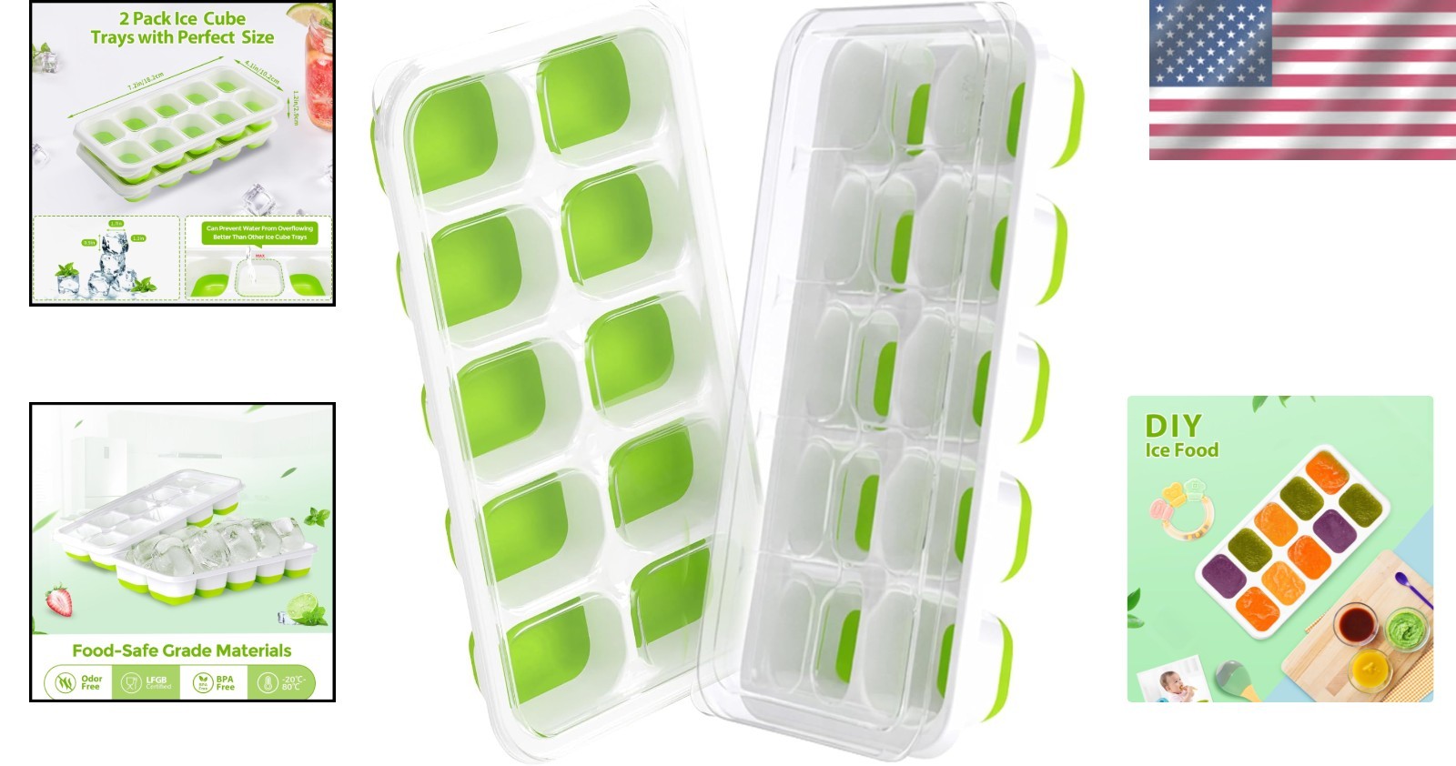 Effortless Ice Release Silicone Ice Cube Trays – Space-Saving & Dishwasher Safe