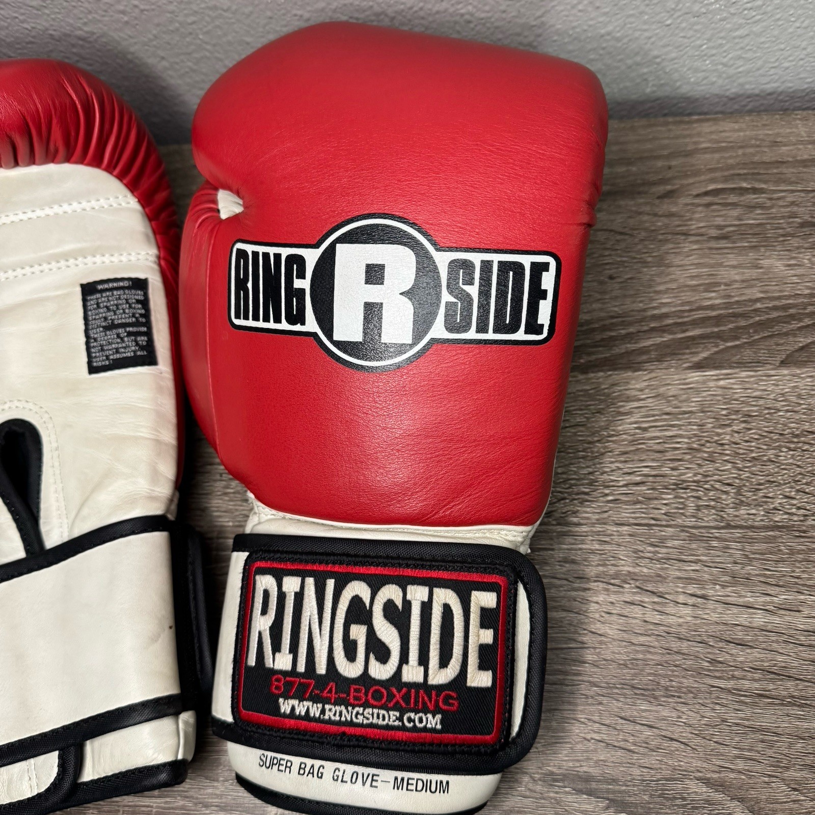 Ringside Super Bag Glove Medium Red White Hook And Loop Boxing Training