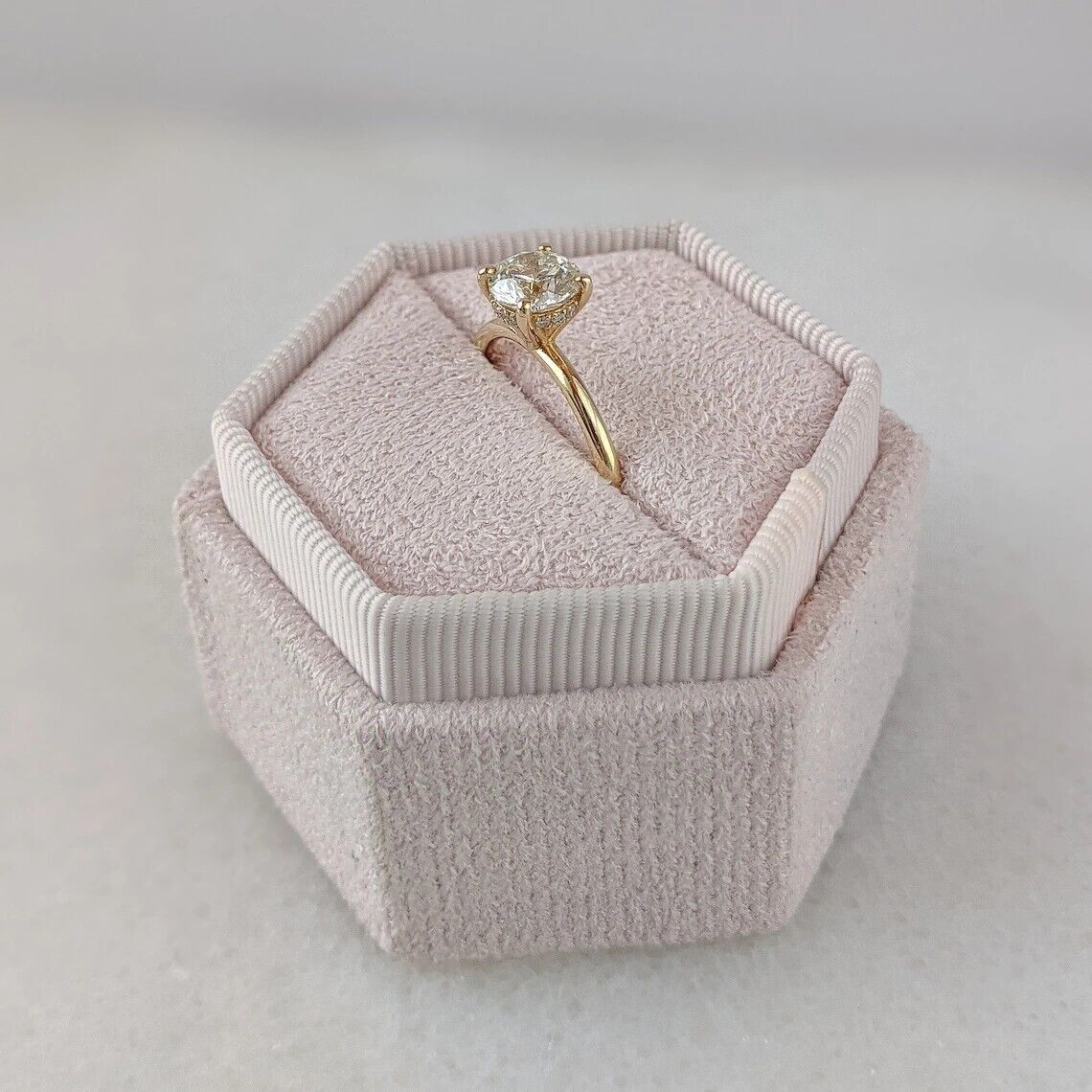 Diamond Wedding Ring Semi Mount Round Setting 0.15 Ct Real Solid 14K Yellow Gold
