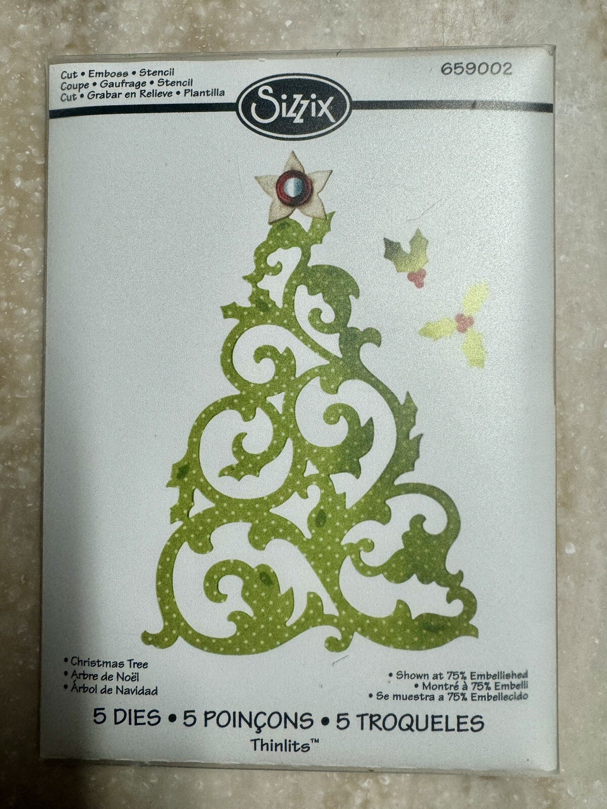 Sizzix **CHRISTMAS TREE** 5-pc Metal Die Set 659002 Retired 2013 HOLIDAYS