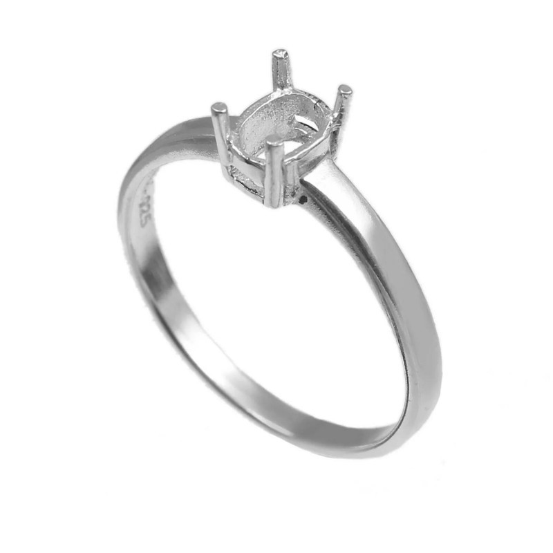 Semi Mount Ring Stone Setting Size 6x4 MM Oval Shape 925 Sterling Silver Ring