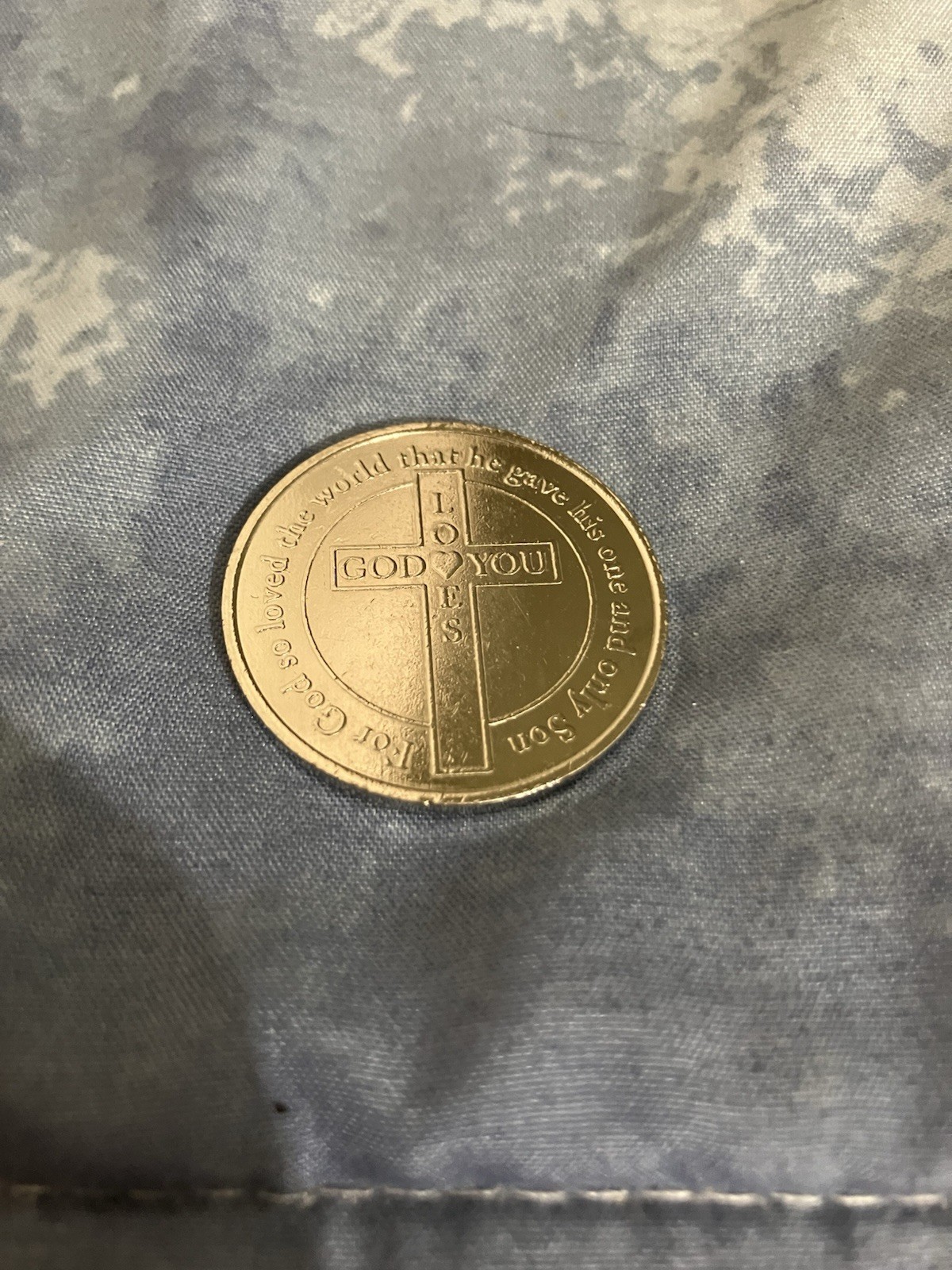 Sterling Gifts God Loves You Christian Salvation Metal Coin, Silver