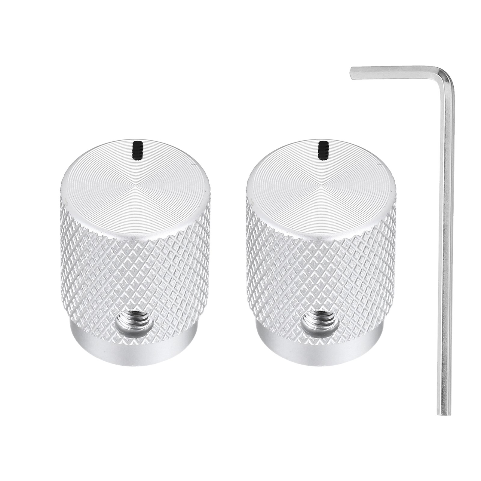 2 Pcs Aluminium Knobs, 6mm IDx12.5mm ODx16mm, Oval Indicator, Matte Silver