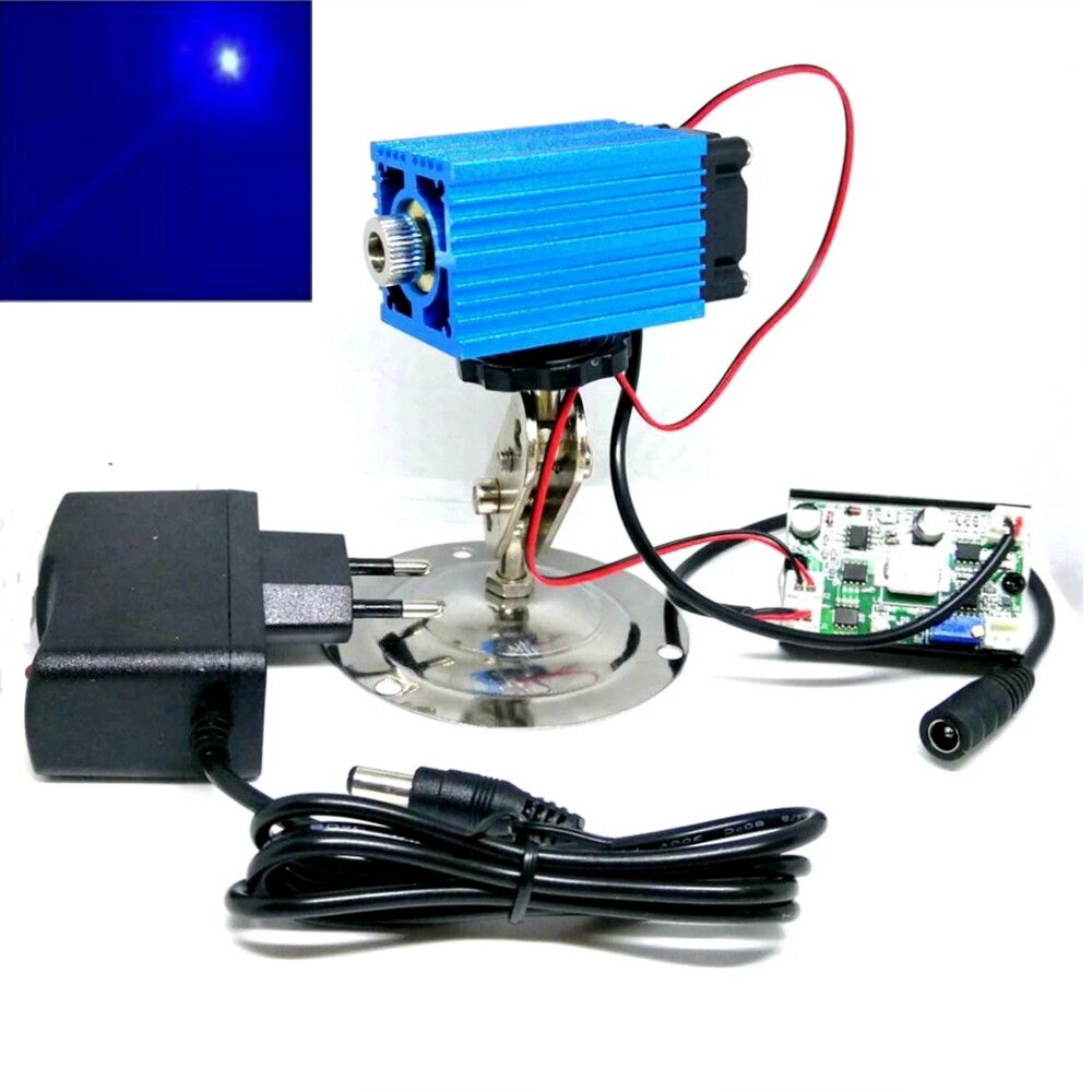 462nm 1400mw Blue Laser Dot Diode Module 1.4W TTL Cooling Fan & ADPT &Holder