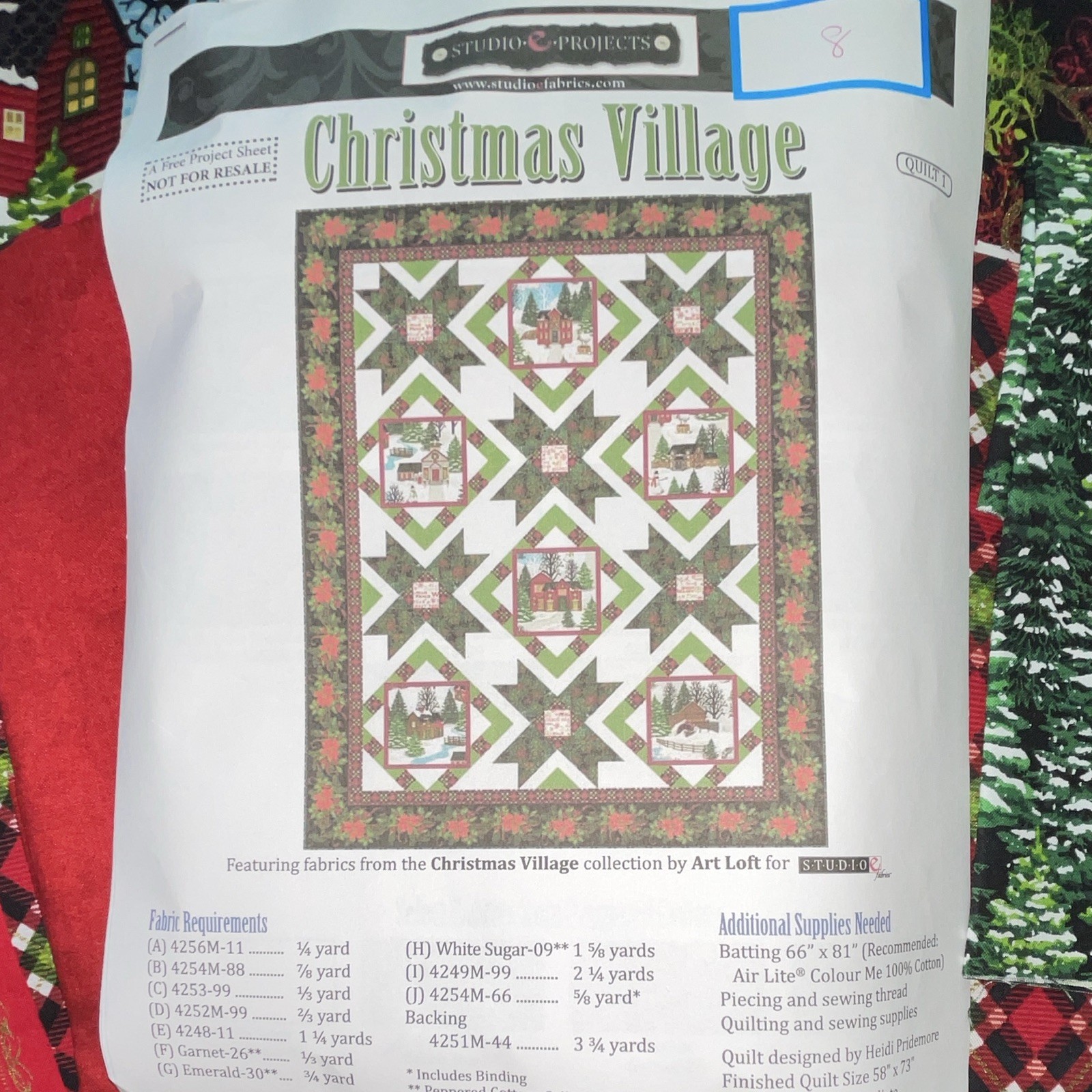 Studio E Projects Christmas Village Quilt kit with Pattern Art Loft 4251M-44