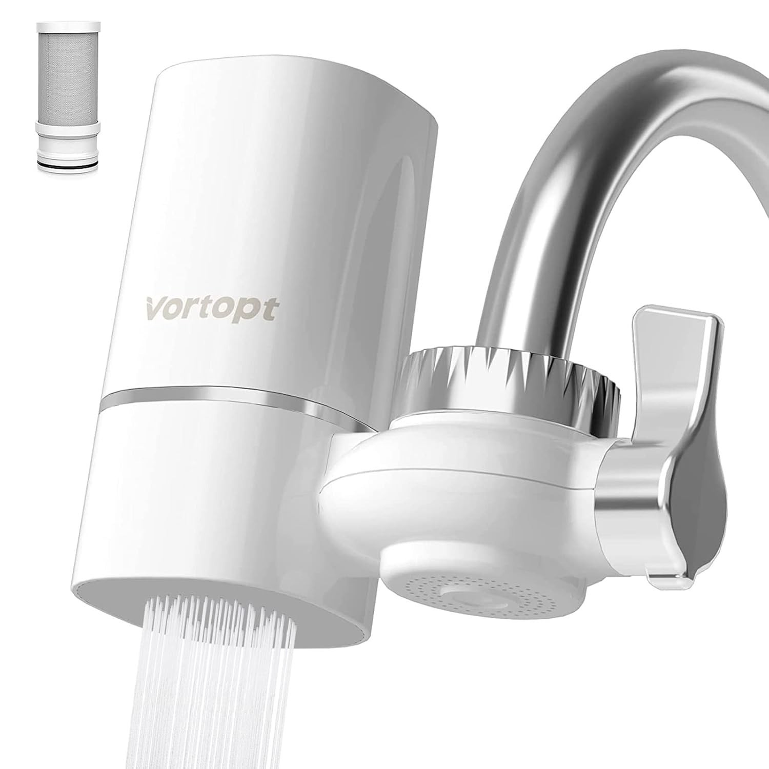 Faucet Water Filter for Sink Water Filtration for Tap Water White