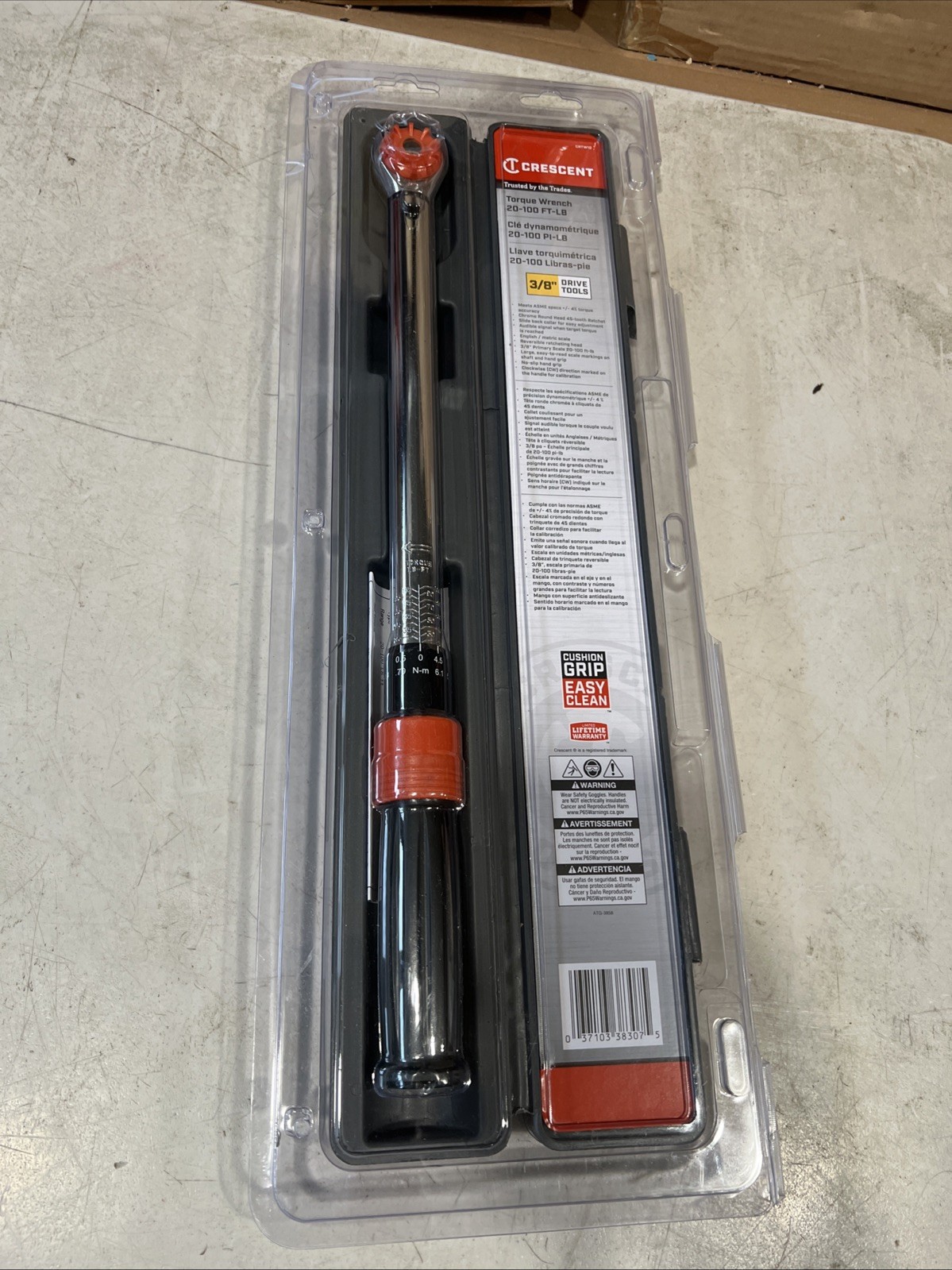 Crescent 3/8” Drive Micrometer Torque Wrench 20-100 Ft-lb W Case