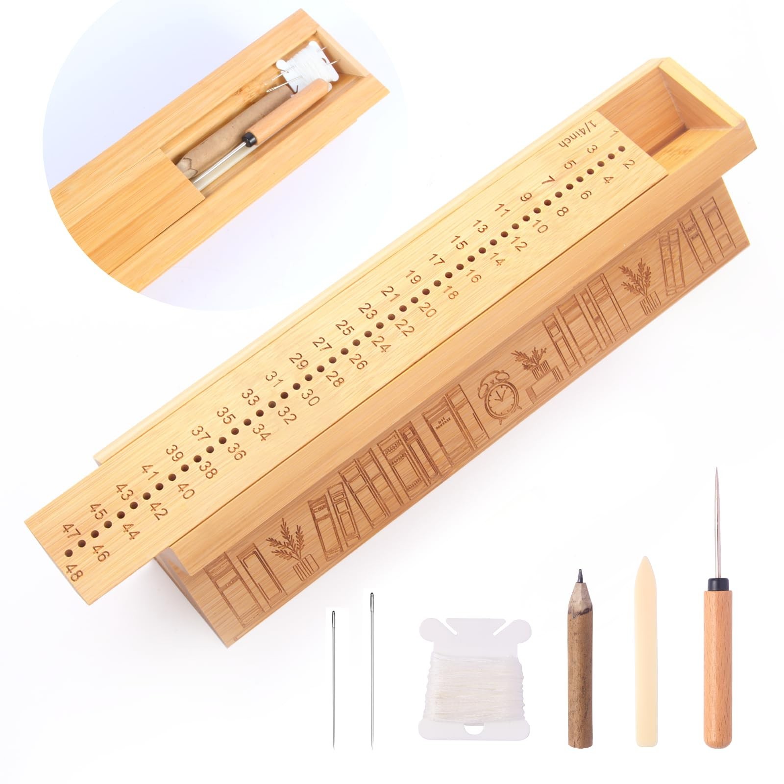 DIY Bamboo Book Binding Kit with Awl, Cradle, Punching Tools & Guide - Craft Sup