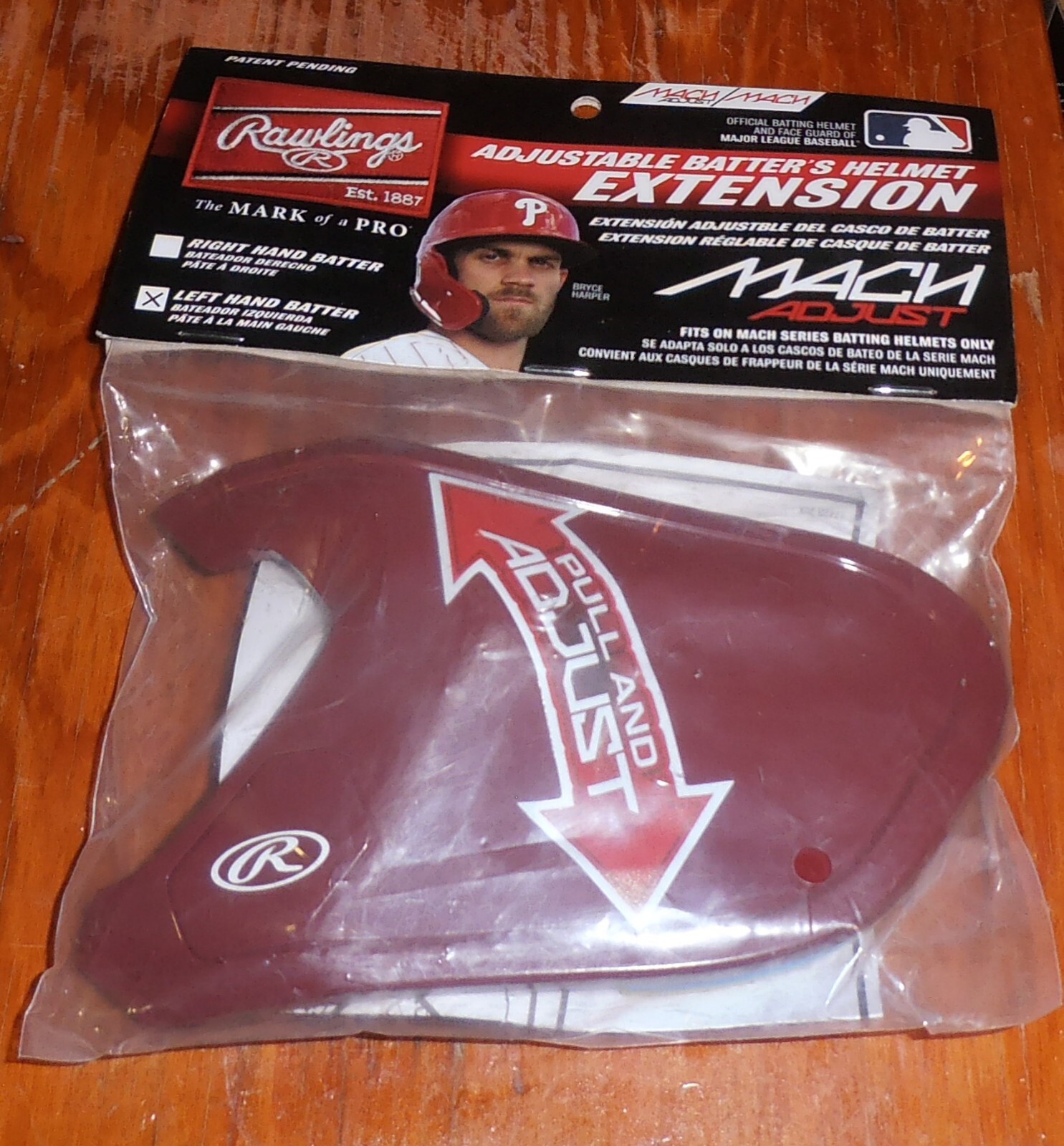 New Adjustable Batter's Helmet Extension for MACH series Left hand bat Rawlings