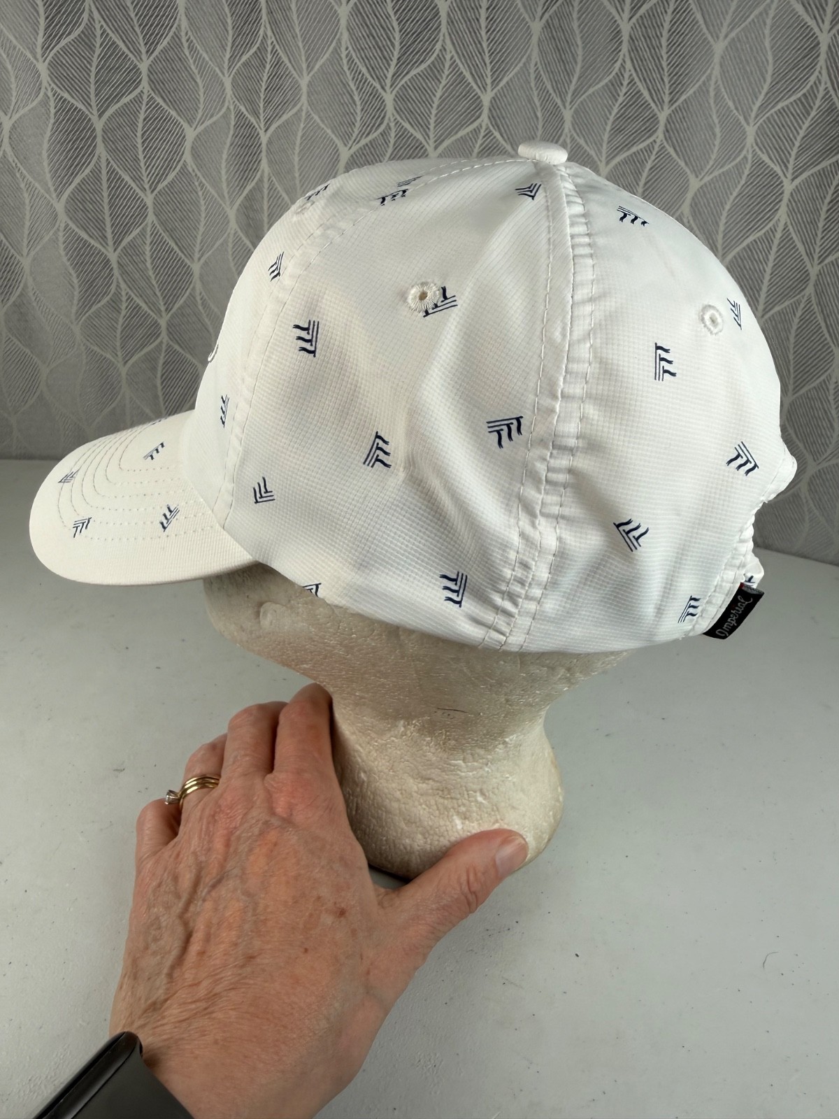 Lochen Health Navy White Patch on White w Navy Flag Logo Hat Cap Hook Loop Lite