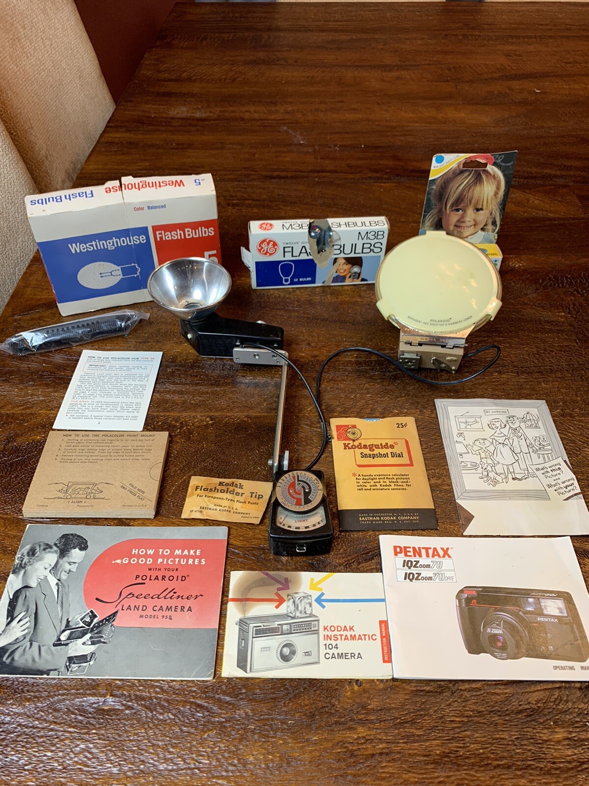 Lot of Vintage Camera Photography Supplies Kodak Polaroid Pentax Sylvania GE