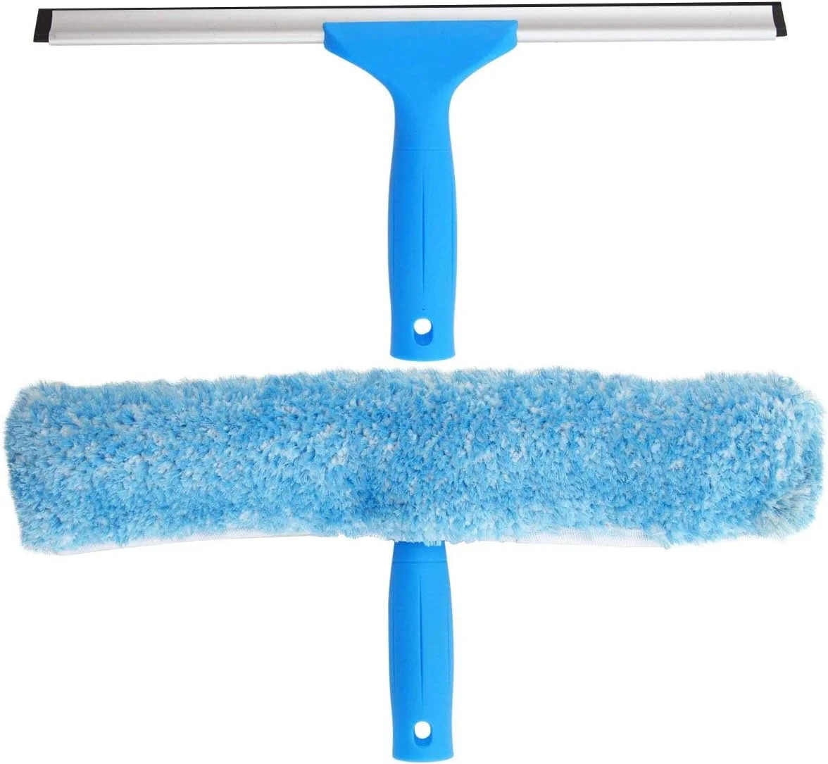 Professional Window Cleaning Combo - Squeegee & Microfiber Window Scrubb