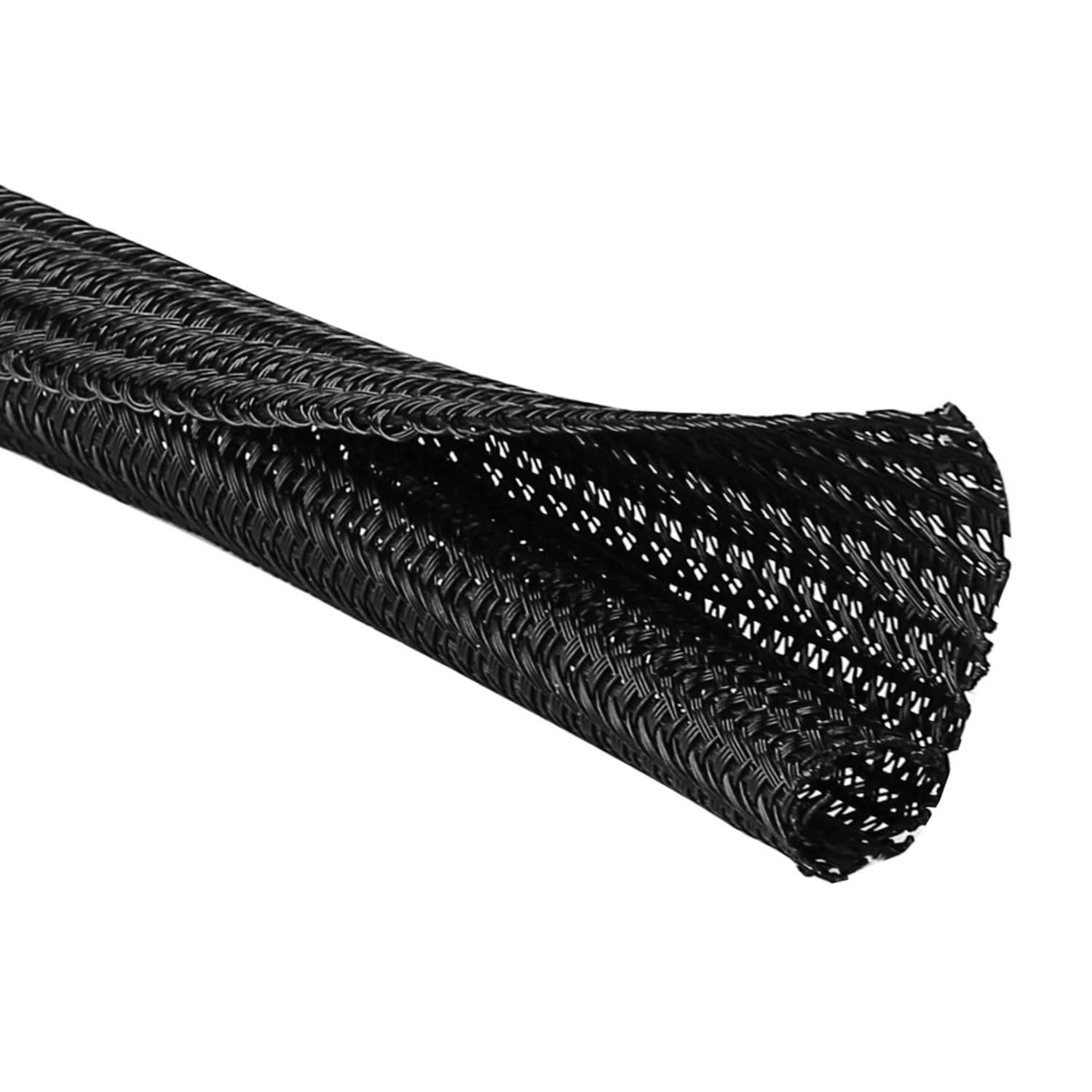 QCSIW 1/2"-10ft*2pcs Black/White Cable Sleeve - 2PCS 1/2" 10ft, Black