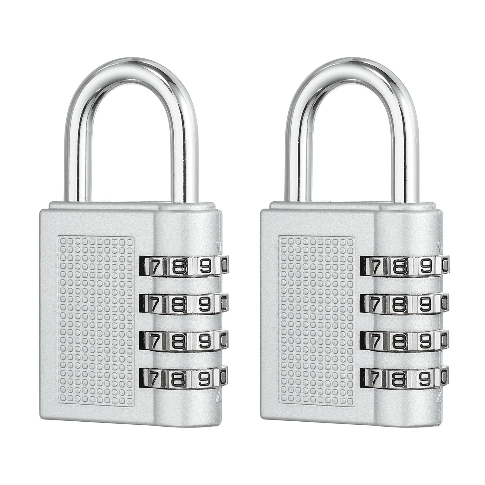 Combination Padlock (Medium, Silver)(2 Pcs), 3-Digit Shackle Code Locks