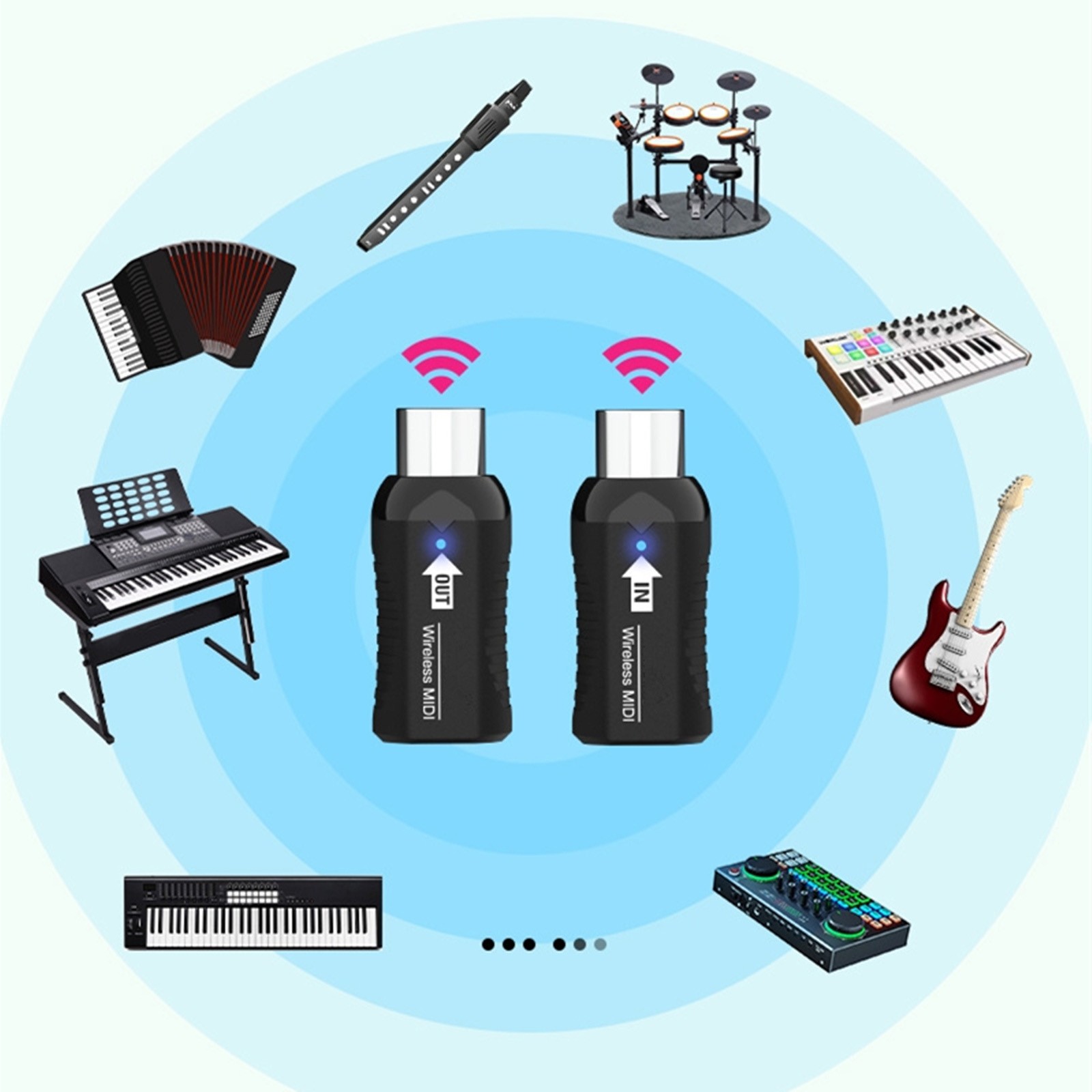 Rechargeable Wireless Midi Receiver Transmitter For Digital Piano Keyboard Part