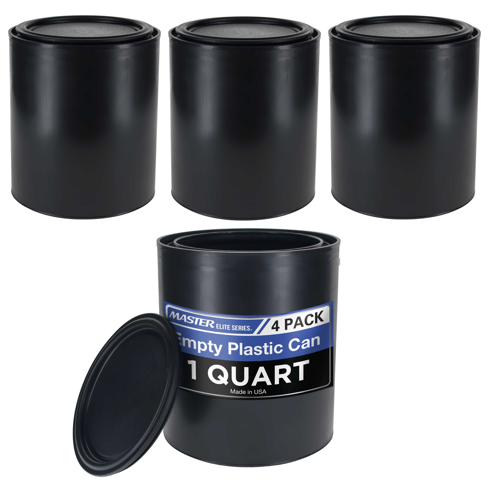 1 Quart Empty Plastic Paint Can Bucket, Pack of 6, Airtight Lid, Coating Storage