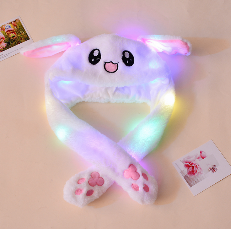 LED Rabbit Ear Hat Airbag Moving Ears Cute Fun Plush Headwear Cap Girl Gifts USA