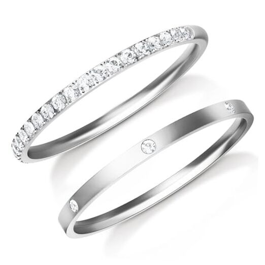 2-Pack 14K Gold Plated Stacking Rings for Oura Ring Gen 4/Oura Ring 8 Silver