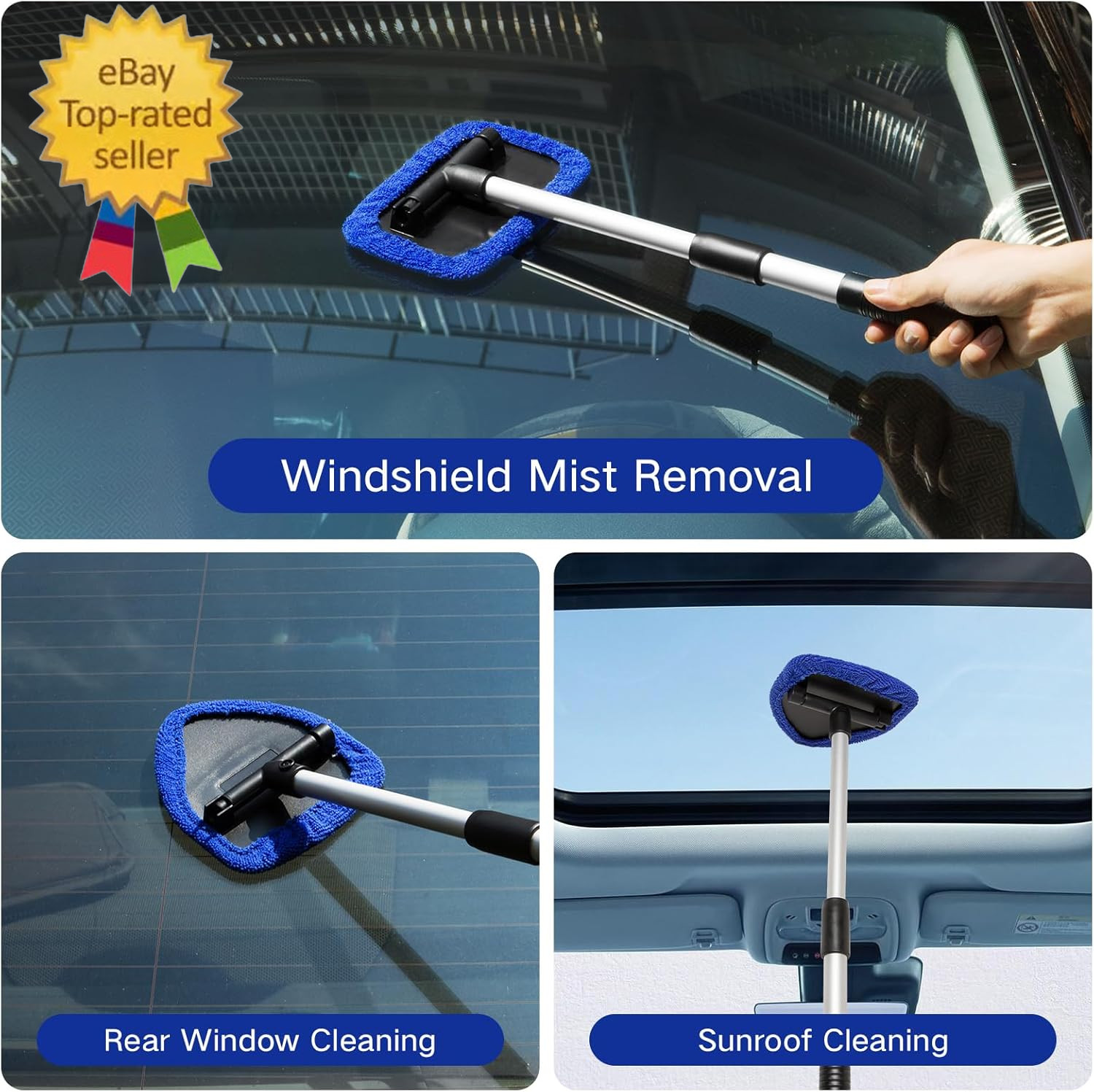10Pcs Windshield Cleaner Tool, Car Window Cleaning Wash Kit with 4 Reusable Micr