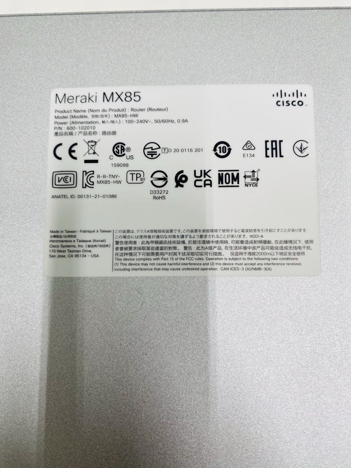 Cisco Meraki MX85-HW - UNCLAIMED