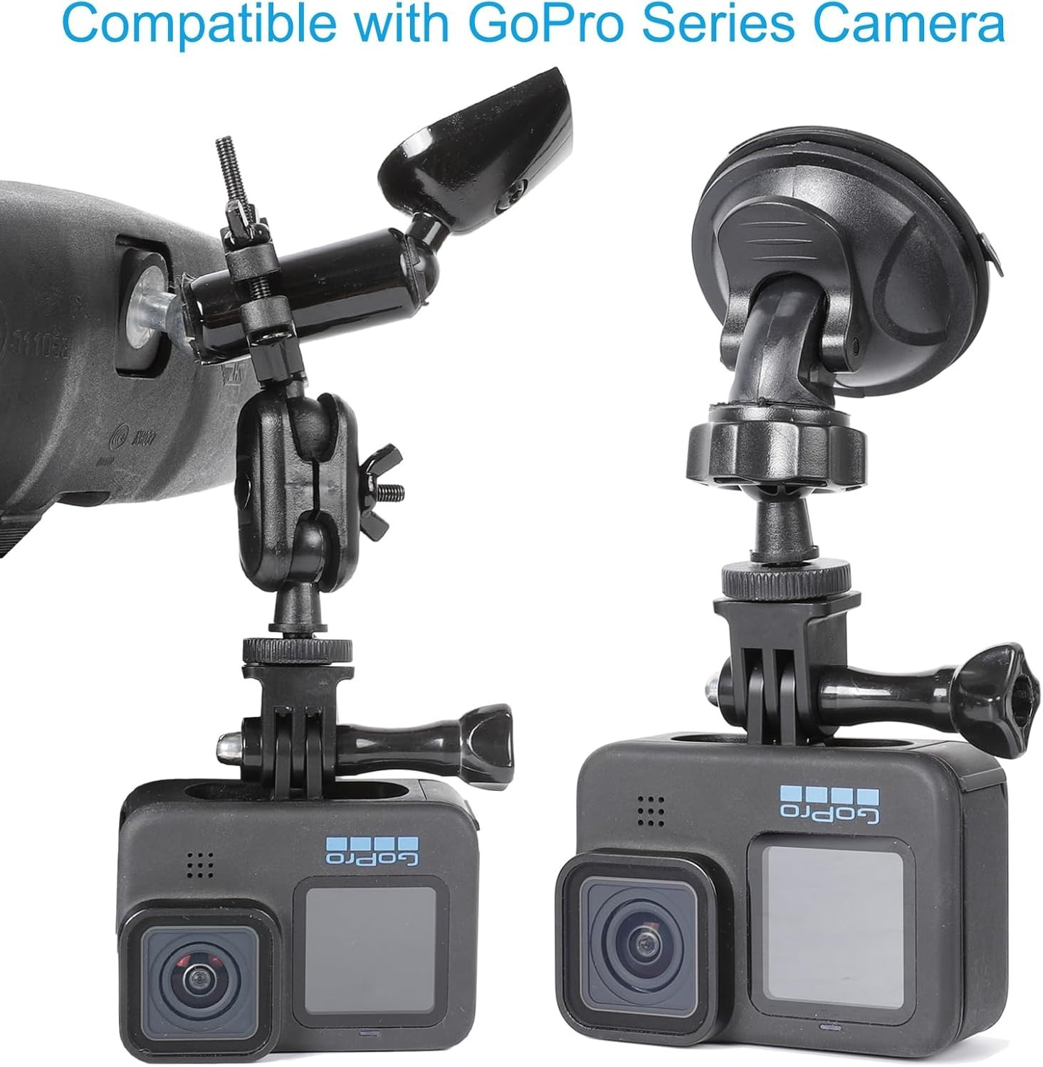 Universal Suction Cup Action Camera Mount for Safe Driving - 360° Adjustable