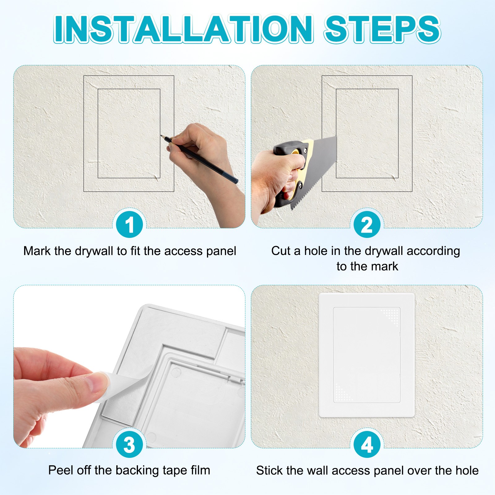 2-Pack Access Panel for Drywall, 7x5" Plastic [White, Vented Rectangle]