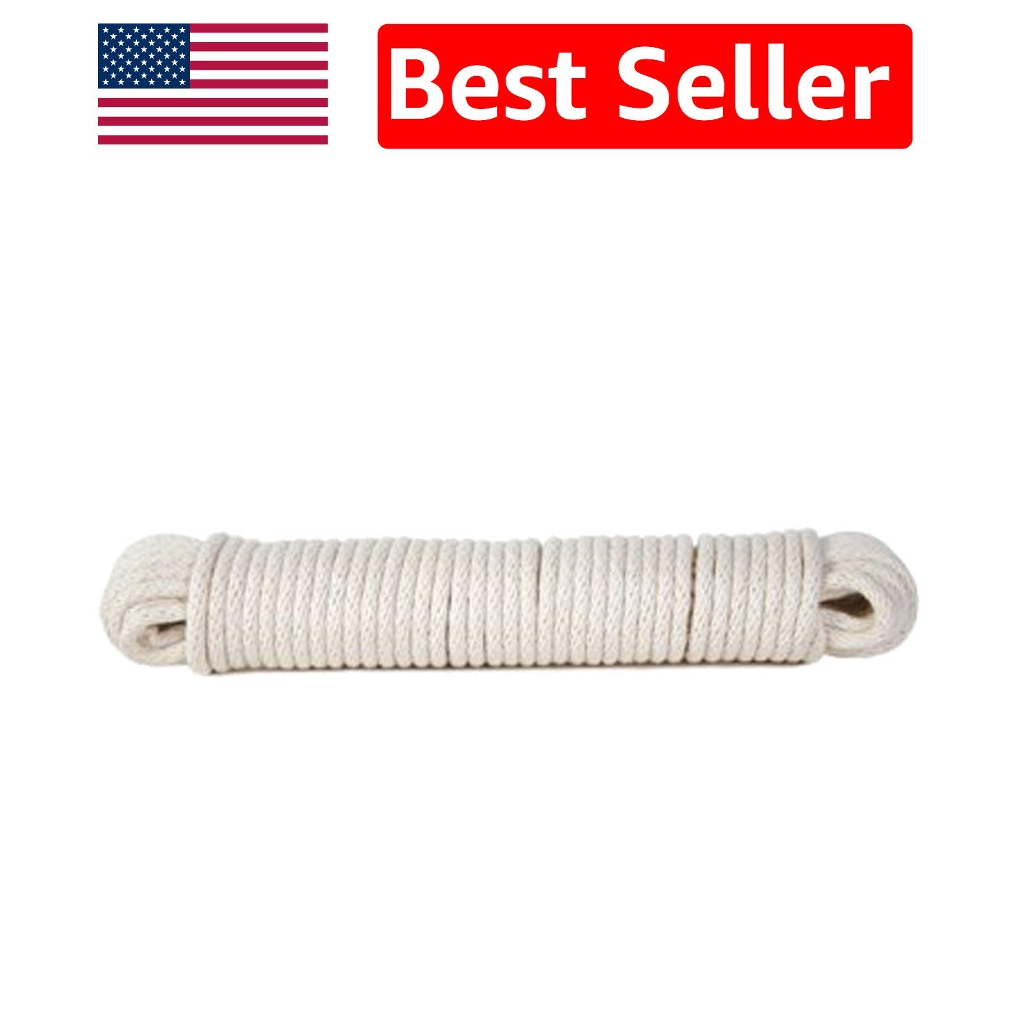 200 Feet  Cotton Braided Clothesline, Low Stretch for Laundry Needs