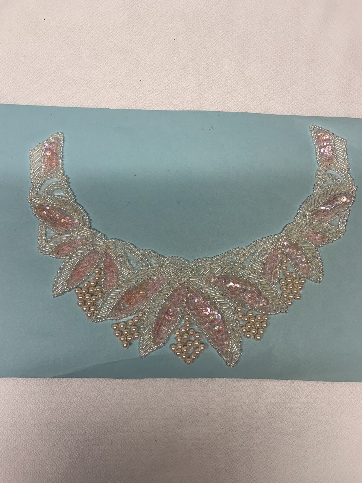 Craft Appliqué, Sequins, Pink And White, For Collar Look. Sew On Or Glue On.