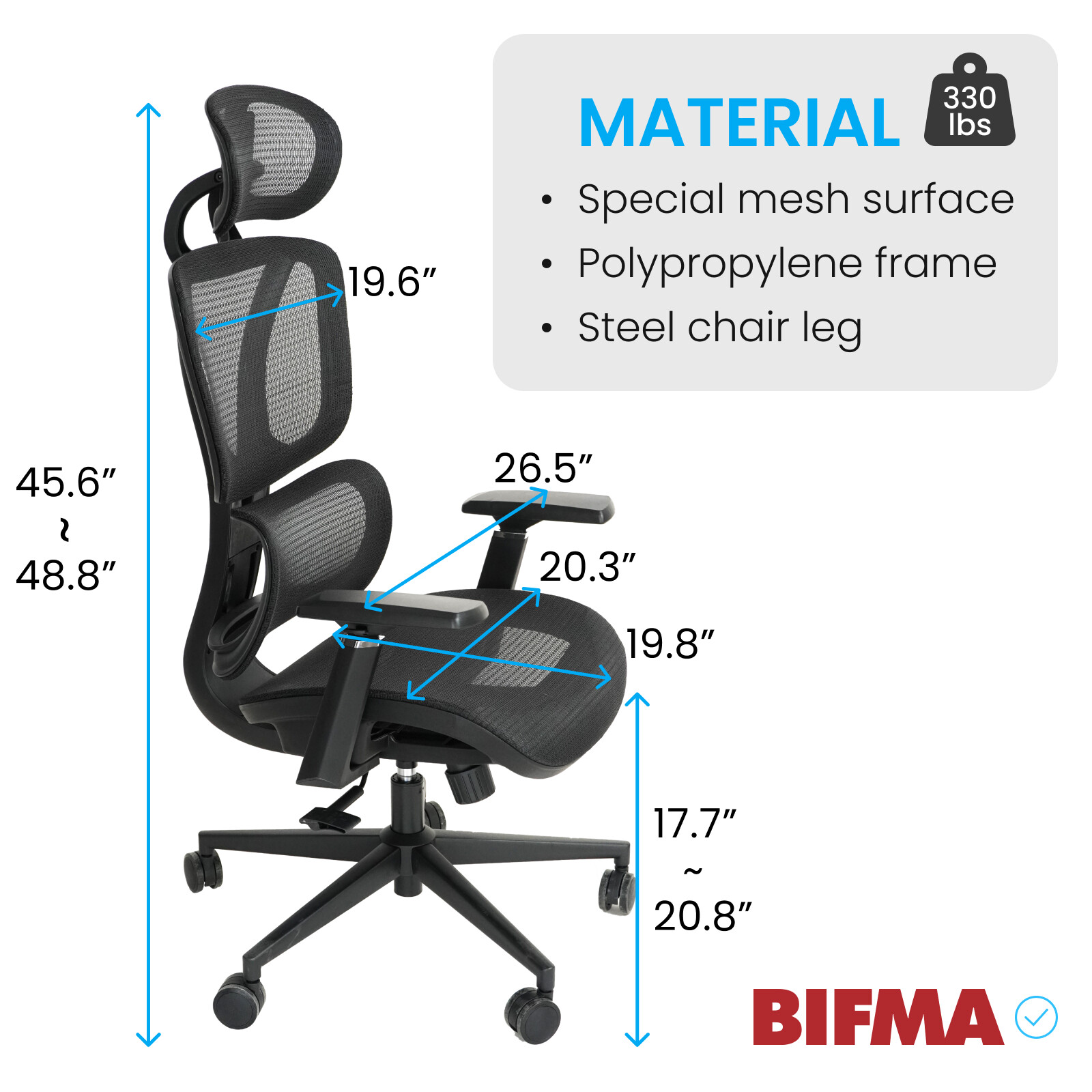 Ergonomic Mesh Office Chair, Adjustable Lumbar High Back Desk Chair 3D Headrest