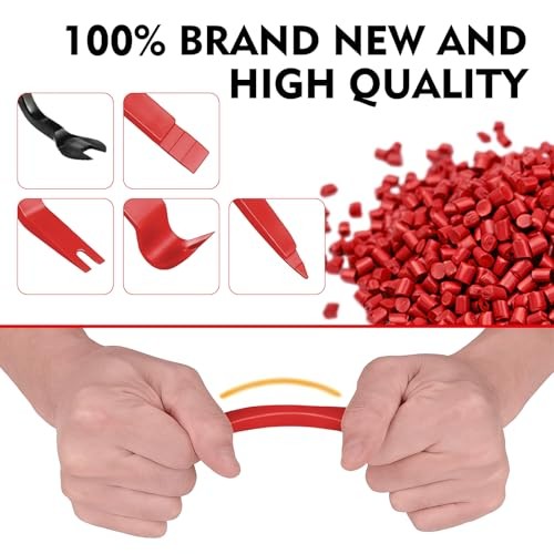 5 PCS Auto Trim Removal Tool Kit, No-Scratch Remover Pry Tool Set, Interior Red